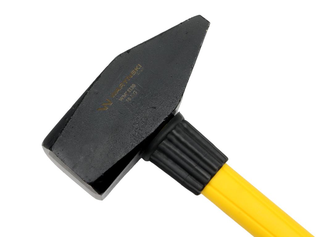 Młotek ślusarski, 10 kg bardzo ciężki z trzonkiem z włókna szklanego , do prac warsztatowych budowlanych, Waryński