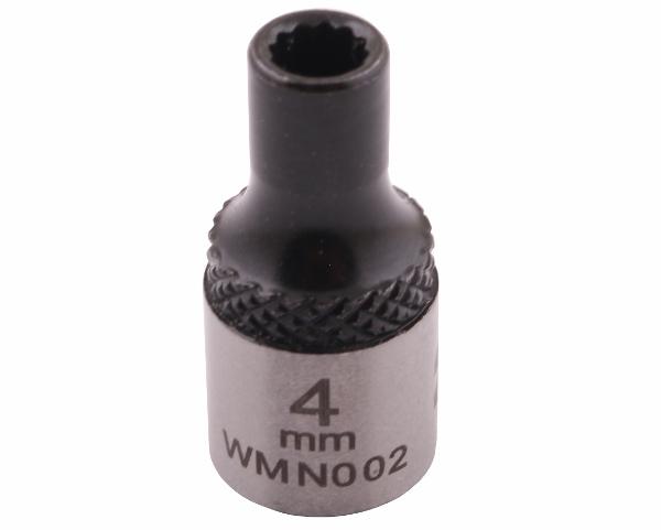 Nasadka dwunastokątna 1/4". 4 mm. CrV50BV30. DIN 3124. Waryński