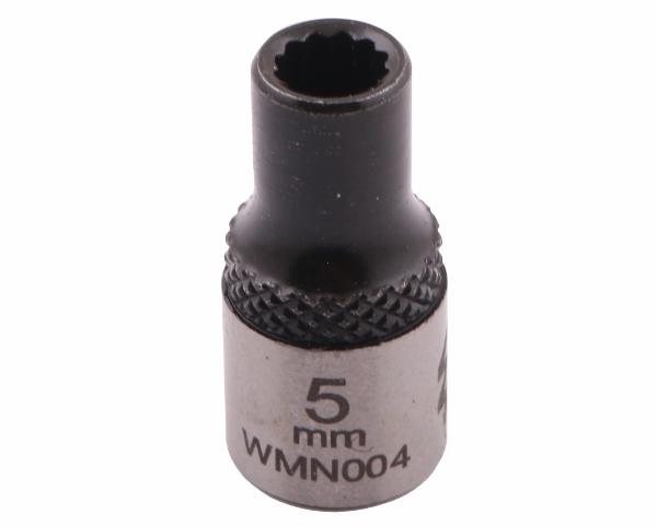 Nasadka dwunastokątna 1/4". 5 mm. CrV50BV30. DIN 3124. Waryński