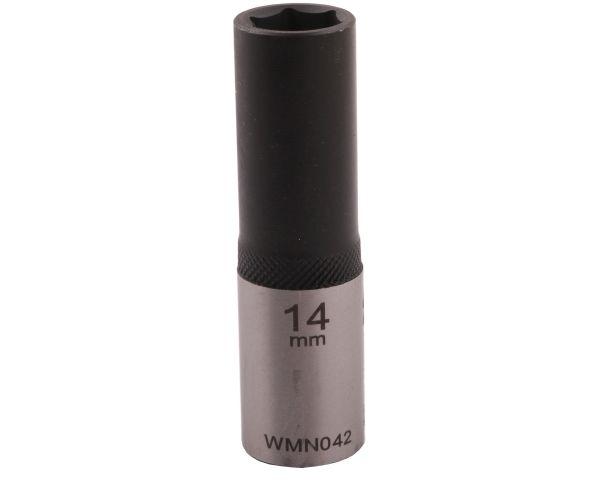 Nasadka sześciokątna 1/2". 14 mm. długa. CrV50BV30. DIN 3124. Waryński