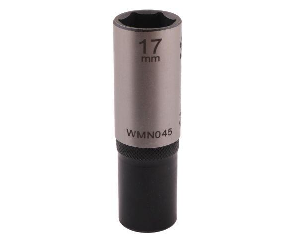 Nasadka sześciokątna 1/2". 17 mm. długa. CrV50BV30. DIN 3124. Waryński