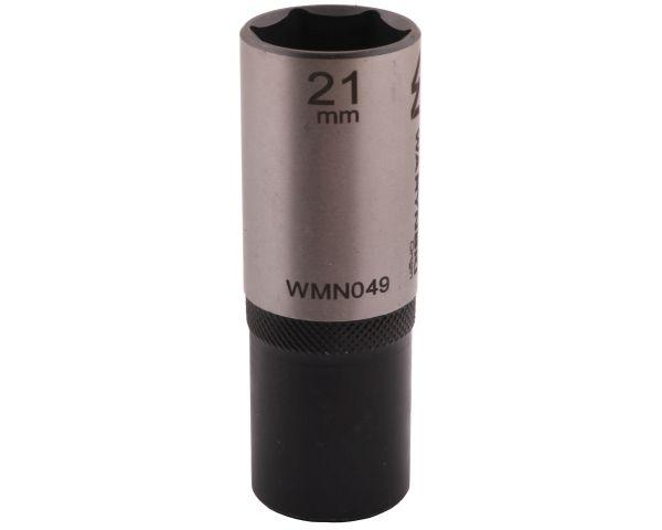 Nasadka sześciokątna 1/2". 21 mm. długa. CrV50BV30. DIN 3124. Waryński