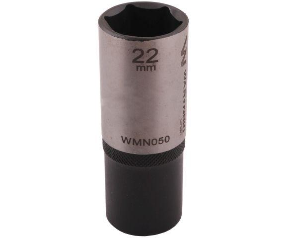 Nasadka sześciokątna 1/2". 22 mm. długa. CrV50BV30. DIN 3124. Waryński
