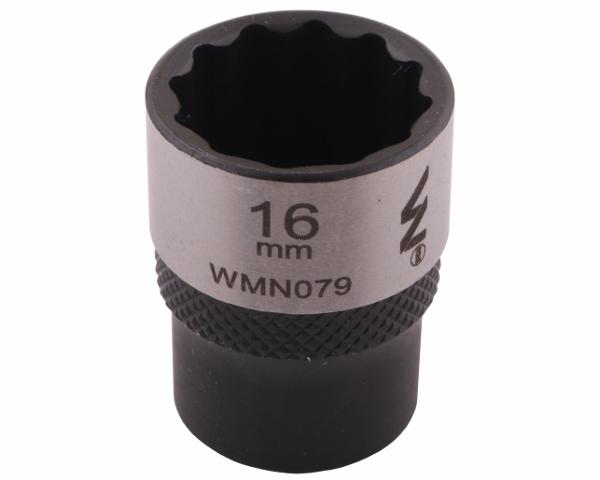 Nasadka dwunastokątna 3/8". 16 mm. CrV50BV30. DIN 3124. Waryński