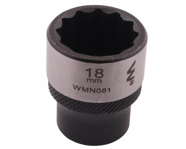 Nasadka dwunastokątna 3/8". 18 mm. CrV50BV30. DIN 3124. Waryński
