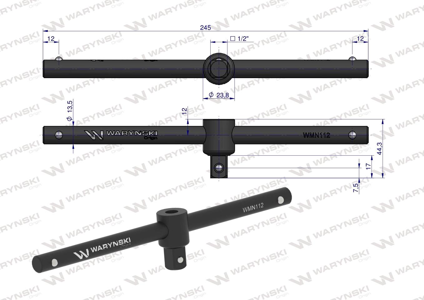 Pokrętło typu T. 1/2. do nasadek i końcówek wkrętakowych, Waryński