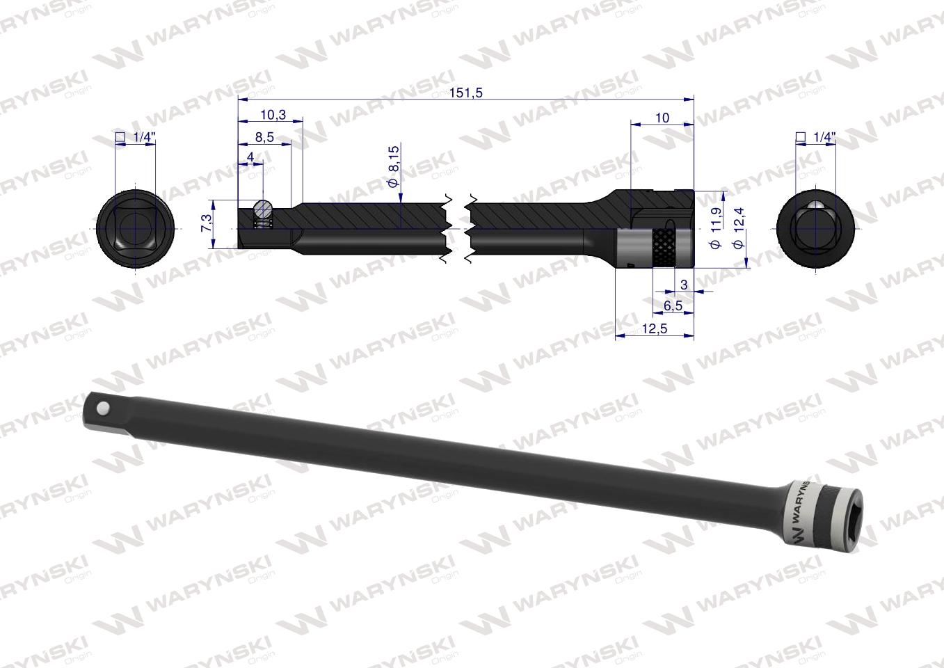 Przedłużka 1/4". 125 mm, Waryński