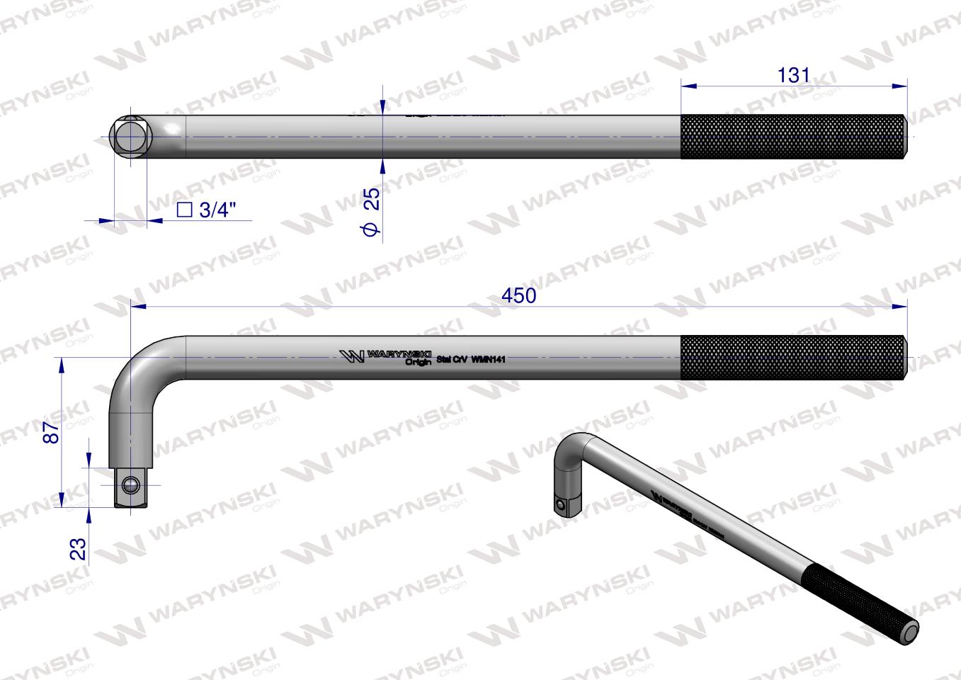 Uchwyt 3/4 wzmocniony typu L 450mm Waryński