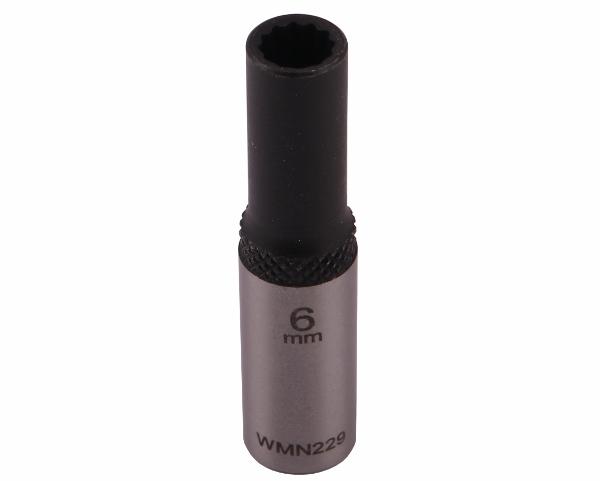 Nasadka dwunastokątna 1/4". 6 mm. długa. CrV50BV30. DIN 3124. Waryński