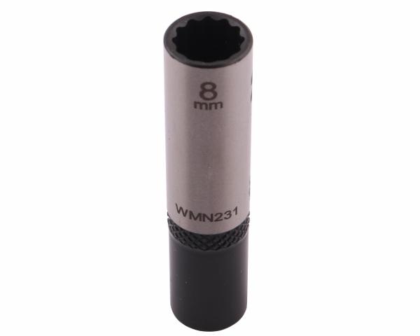 Nasadka dwunastokątna 1/4". 8 mm. długa. CrV50BV30. DIN 3124. Waryński