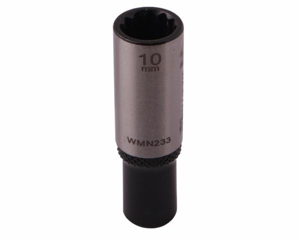 Nasadka dwunastokątna 1/4". 10 mm. długa. CrV50BV30. DIN 3124. Waryński