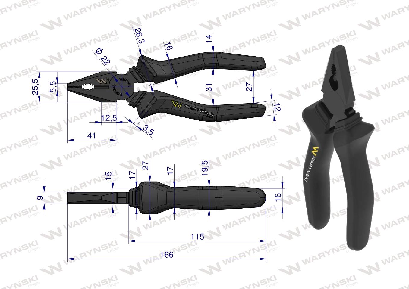 Szczypce uniwersalne 160 mm Waryński