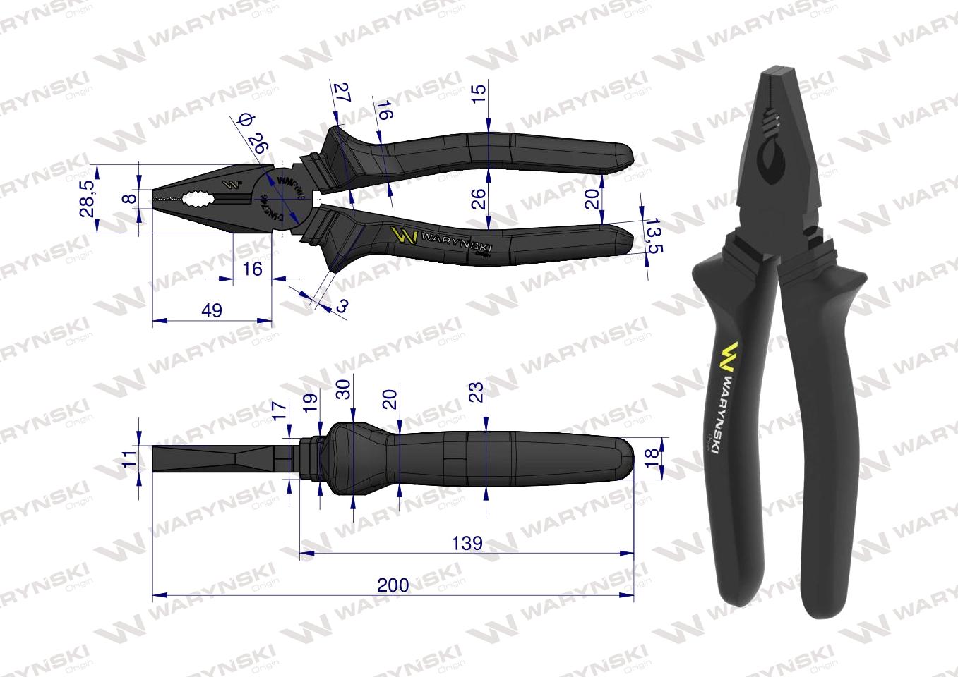 Szczypce uniwersalne 200 mm Waryński