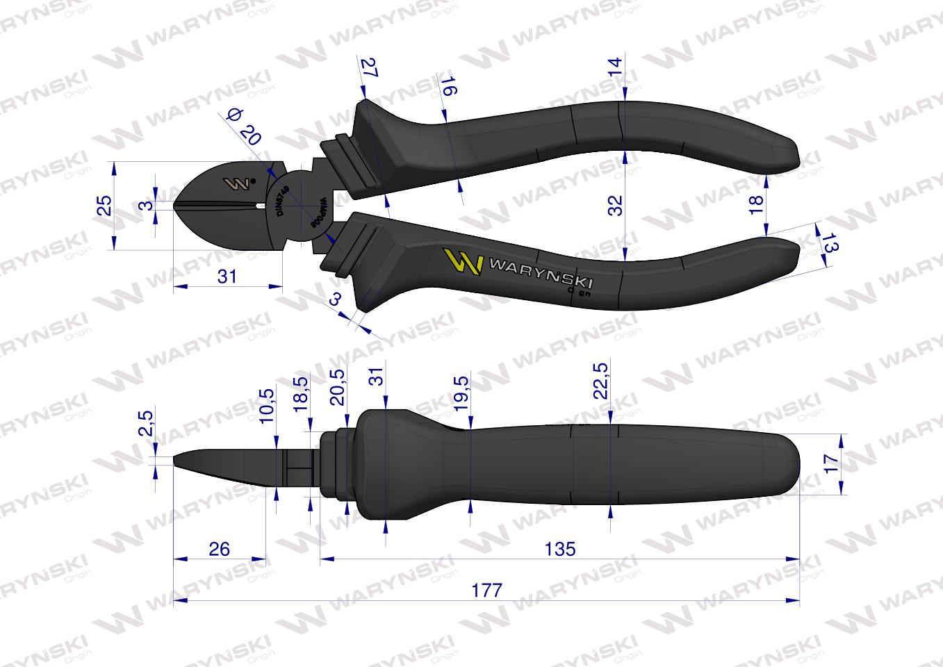 Szczypce boczne 180 mm Waryński