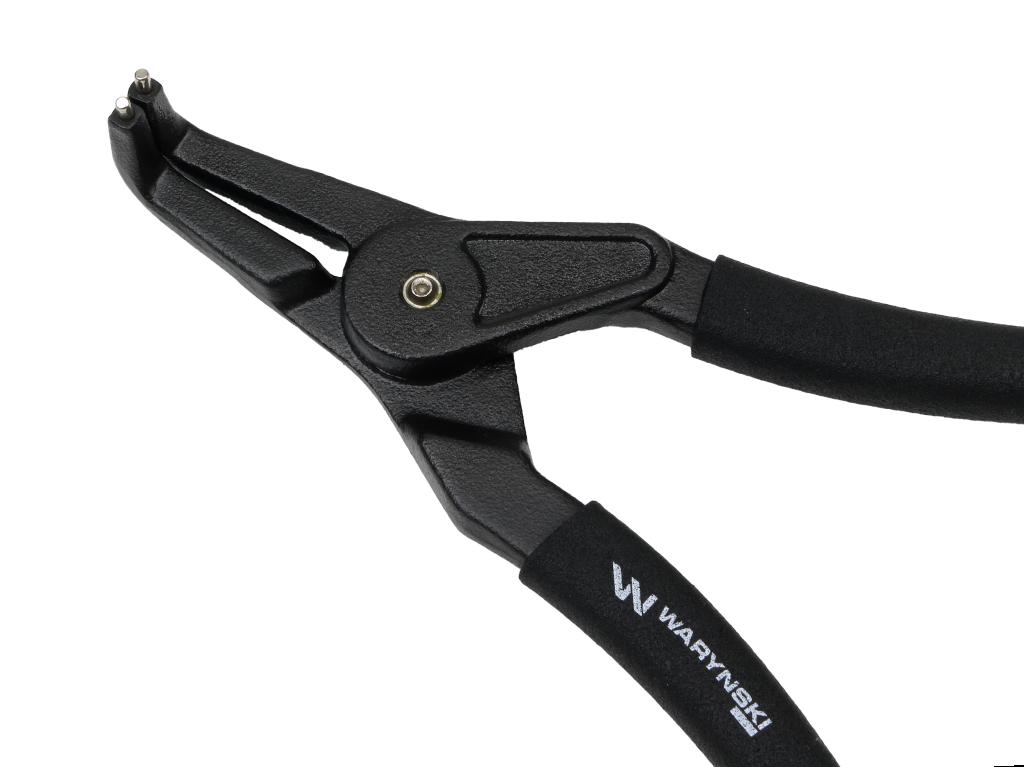 Specjalistyczne szczypce do pierścieni osadczych, 228 mm zewnętrzne wygięte 9", do prac w mechanice, Waryński