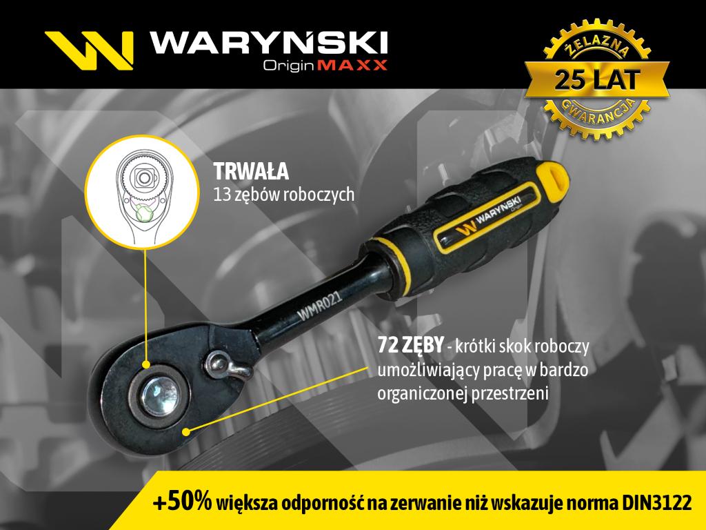 Grzechotka 1/4". 72 T. o zwiększonej odporności. Waryński