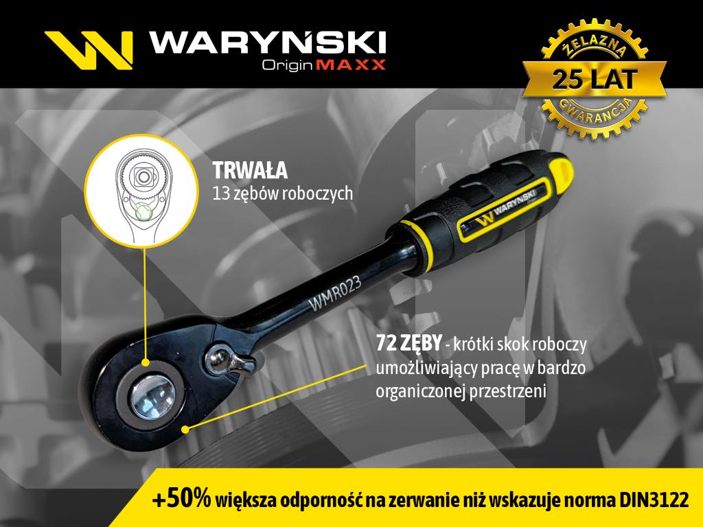 Grzechotka 1/2". 72 T. o zwiększonej odporności. Waryński