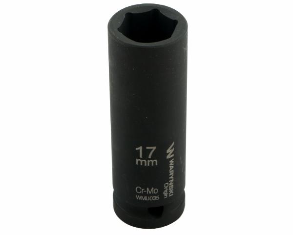 Nasadka udarowa sześciokątna długa 1/2". 17 mm. CrMo. DIN 3129. Waryński