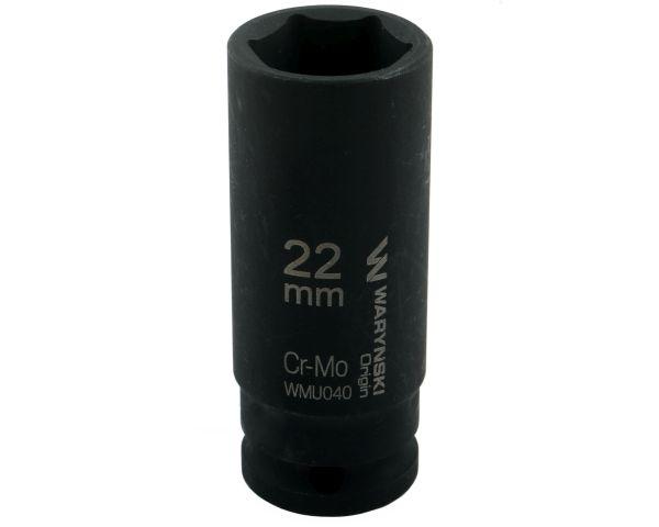 Nasadka udarowa sześciokątna długa 1/2". 22 mm. CrMo. DIN 3129. Waryński