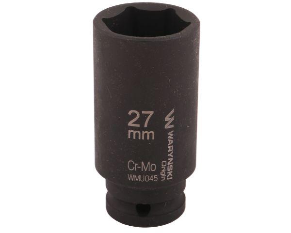 Nasadka udarowa sześciokątna długa 1/2" 27 mm. CrMo. DIN 3129. Waryński
