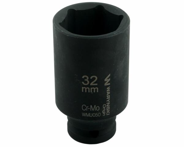 Nasadka udarowa sześciokątna długa 1/2". 32 mm. CrMo. DIN 3129. Waryński