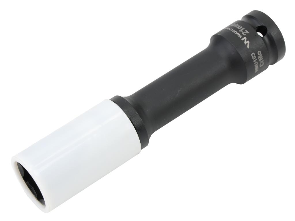 Nasadka udarowa, 1/2 ze stali CrMo 21mm długa 150mm z osłoną z tworzywa do felg aluminiowych