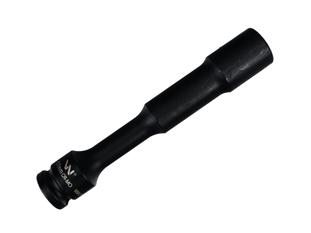 Nasadka udarowa 1/2", sześciokątna slim bardzo długa przelotowa ze stali CrMo 17mm długość 150 mm, stosowane w mechanice do kluczy udarowych, Waryński