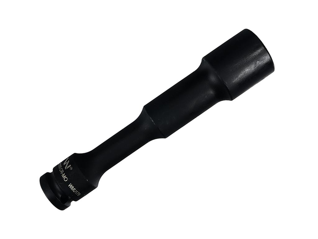 Nasadka udarowa 1/2", sześciokątna slim bardzo długa przelotowa ze stali CrMo 22mm długość 150 mm, stosowane w mechanice do kluczy udarowych, Waryński