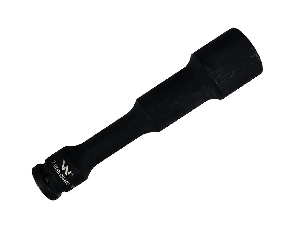 Nasadka udarowa 1/2", sześciokątna slim bardzo długa przelotowa ze stali CrMo 24mm długość 150 mm, stosowane w mechanice do kluczy udarowych, Waryński