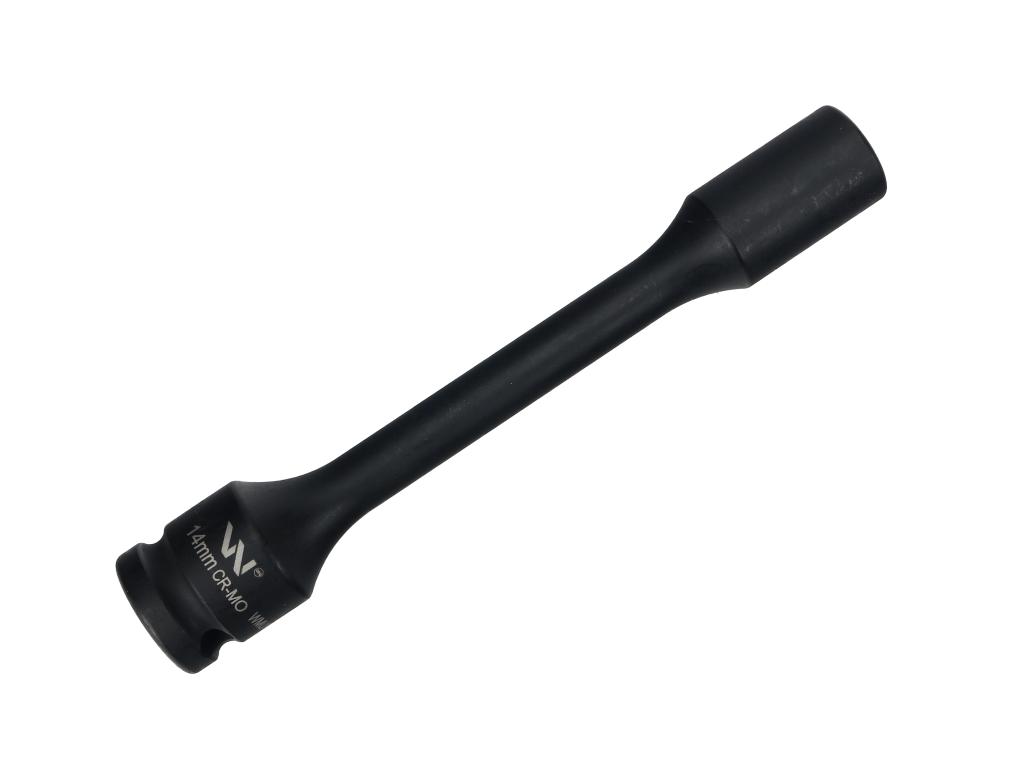 Nasadka udarowa 1/2", sześciokątna slim bardzo długa ze stali CrMo 14mm długość 150 mm, stosowane w mechanice do kluczy udarowych, Waryński