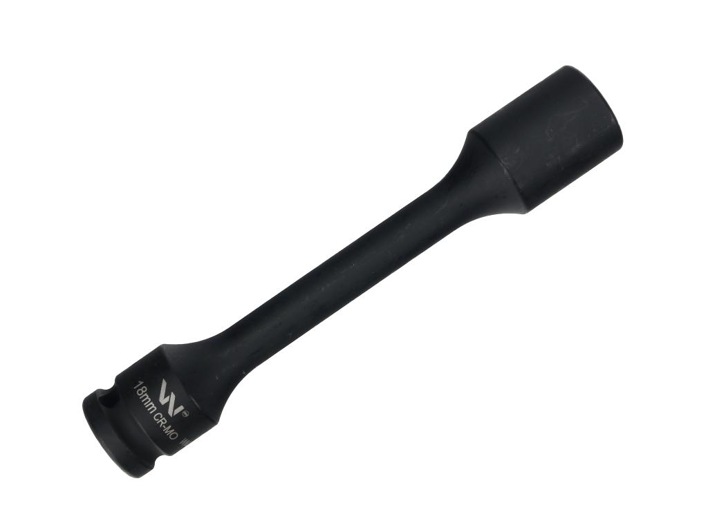 Nasadka udarowa 1/2", sześciokątna slim bardzo długa ze stali CrMo 18mm długość 150 mm, stosowane w mechanice do kluczy udarowych, Waryński