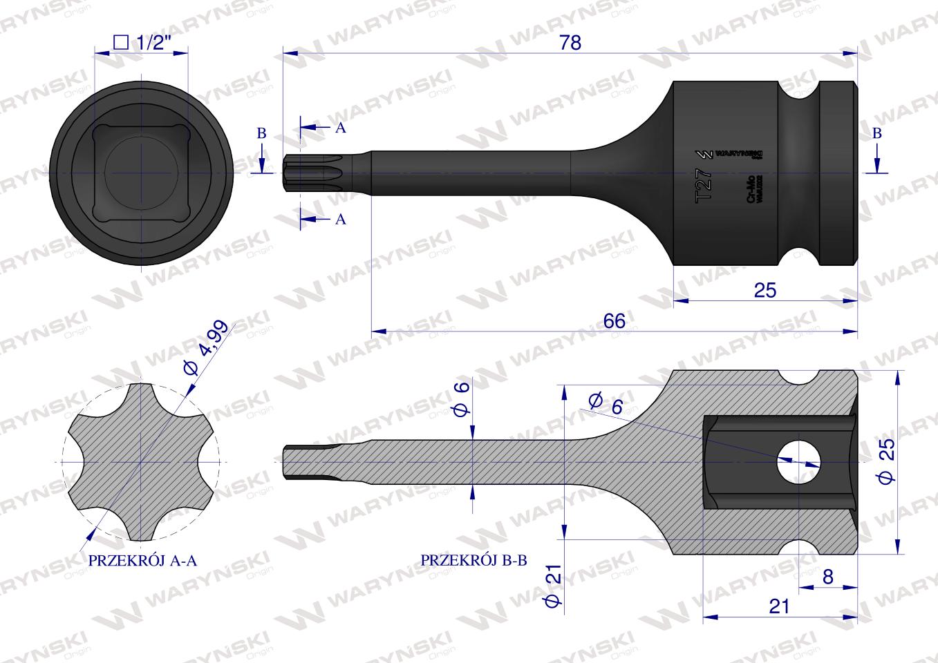 Nasadka udarowa 1/2" gwiazdkowa STAR T27 Waryński