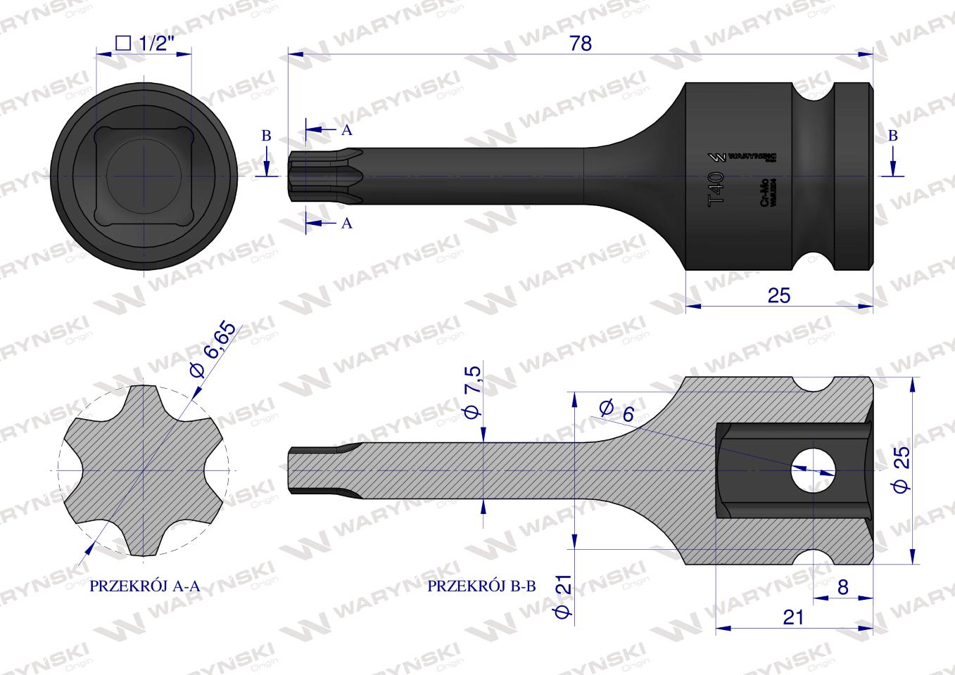 Nasadka udarowa 1/2" gwiazdkowa STAR T40 Waryński
