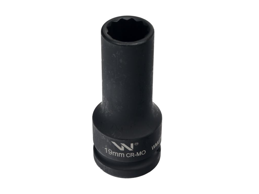 Nasadka udarowa 3/4" dwunastokątna ze stali CrMo 19mm bardzo długa D90 SLIM Waryński