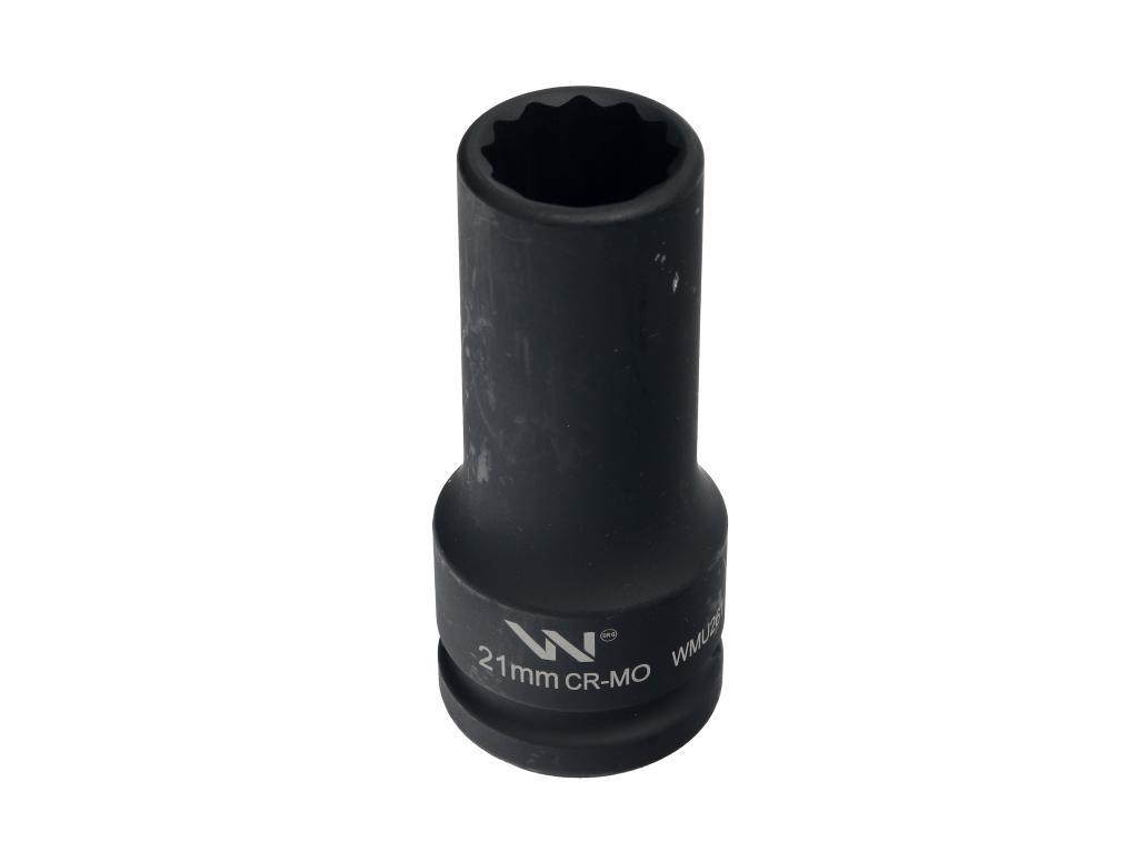 Nasadka udarowa 3/4" dwunastokątna ze stali CrMo 21mm bardzo długa D90 SLIM Waryński
