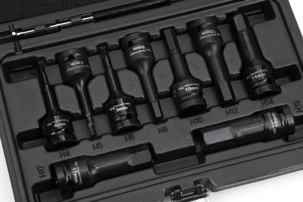 Zestaw nasadek udarowych 1/2 imbusowych ze stali CrMo H4-H19 HEX 9 el Waryński