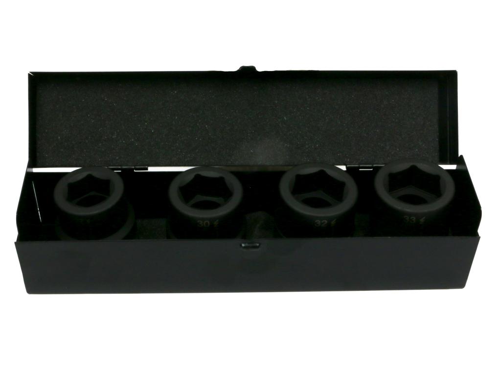 Zestaw nasadek udarowych  1"  4 cz. 27. 30. 32. 33 mm ze stali CrMo  DIN 3129 Waryński