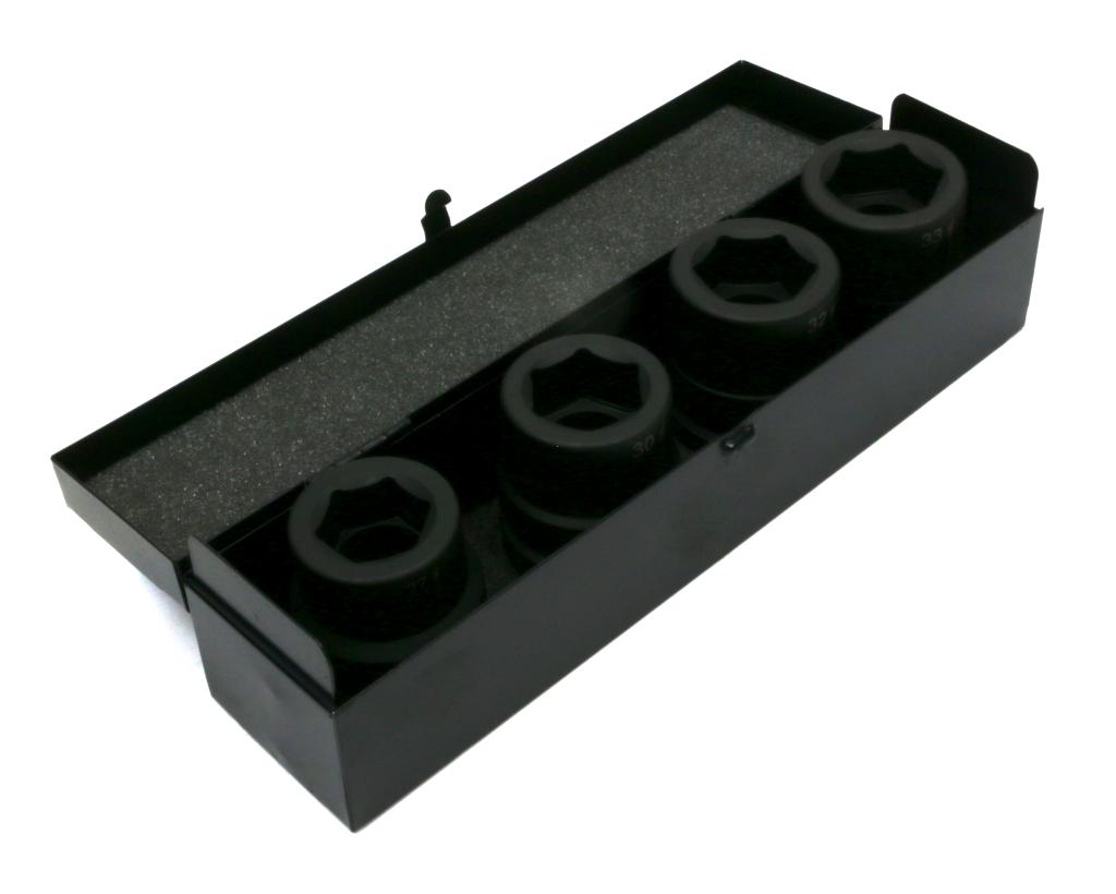 Zestaw nasadek udarowych  1"  4 cz. 27. 30. 32. 33 mm ze stali CrMo  DIN 3129 Waryński