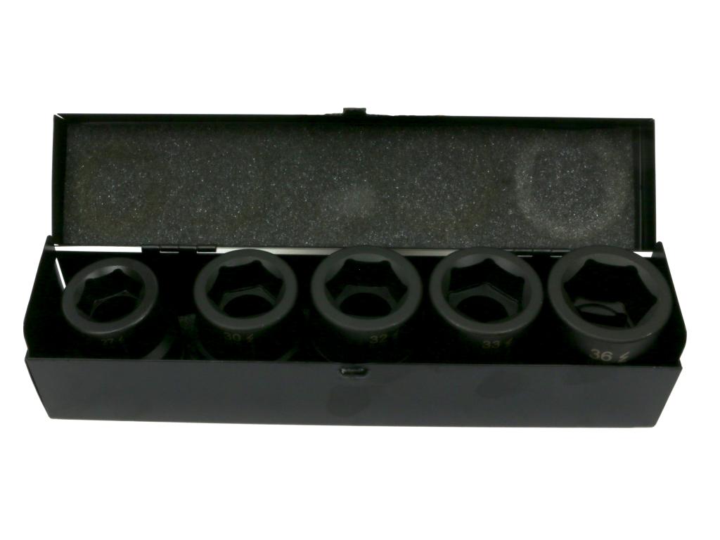 Zestaw nasadek udarowych  1"  5 cz. 27. 30. 32. 33. 36 mm ze stali CrMo DIN 3129 Waryński