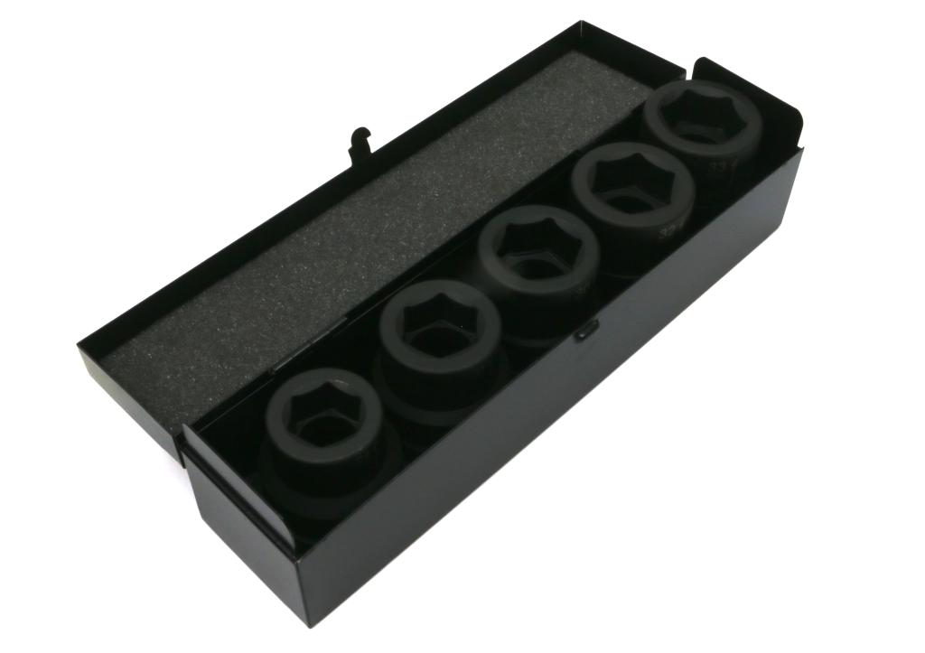 Zestaw nasadek udarowych  1"  5 cz. 24. 27. 30. 32. 33 mm ze stali CrMo DIN 3129 Waryński