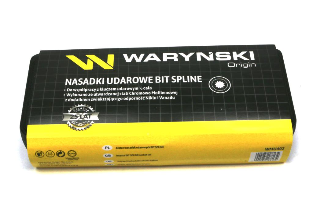 Zestaw nasadek udarowych 1/2 typu SPLINE  9 el  Waryński