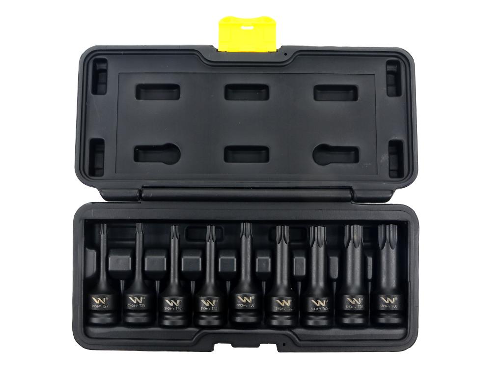 Zestaw nasadek udarowych 1/2 typu STAR TORX 9 el. ze stali CrMo, Waryński