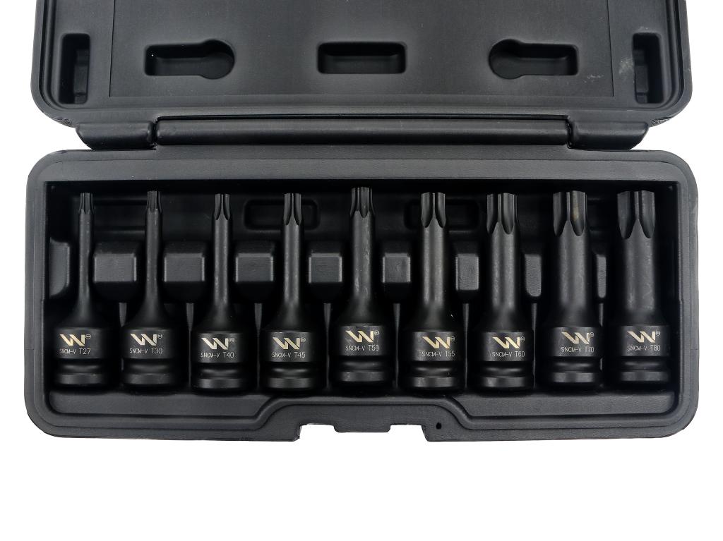 Zestaw nasadek udarowych 1/2 typu STAR TORX 9 el. ze stali CrMo, Waryński