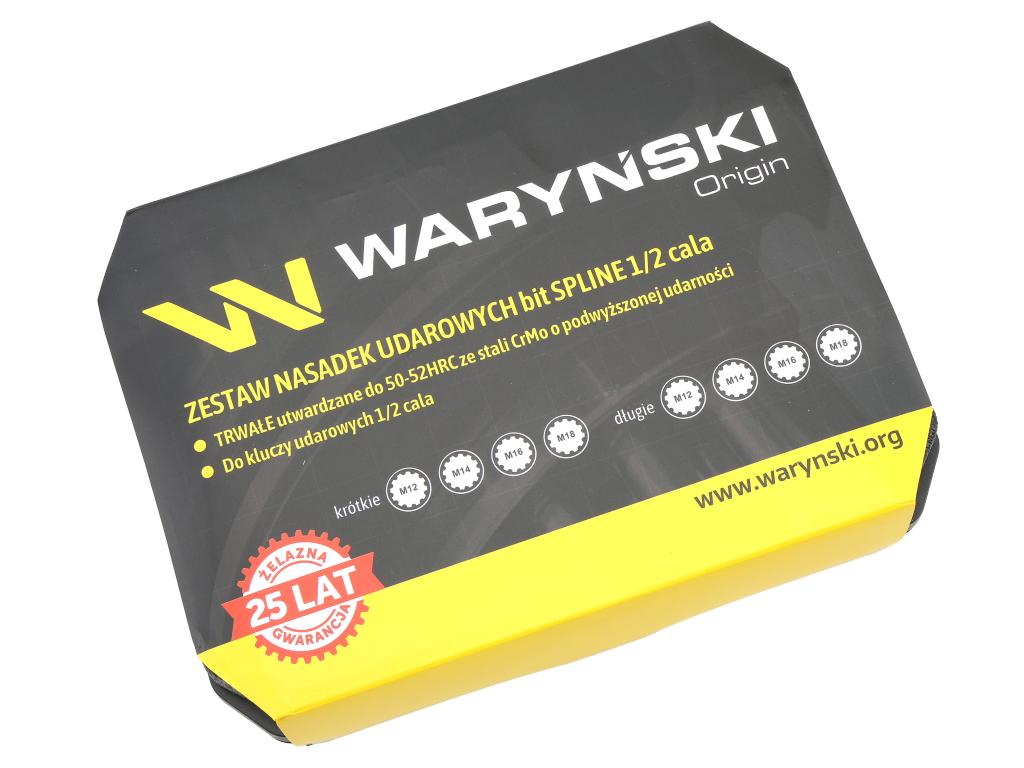 Zestaw nasadek udarowych, 1/2 bit spline, Waryński