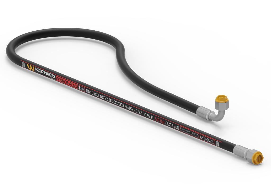 Przewód hydrauliczny gładki POWER-PLUS 230 bar DN10-1SN L-700mm AA M18x1.5 prosta/90 stopni 23.0MPa Waryński