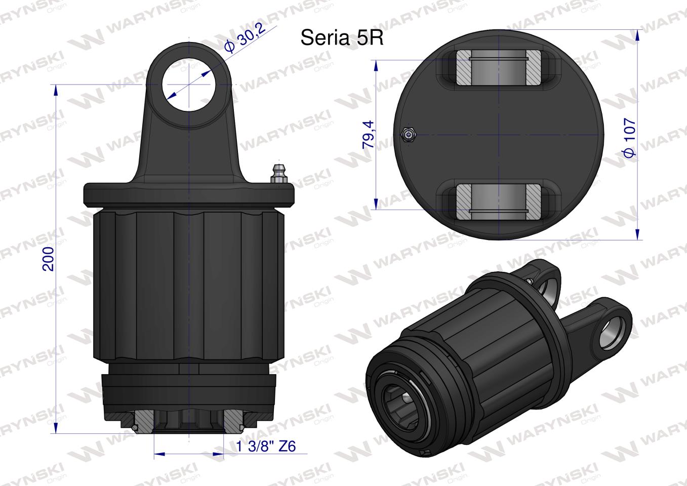 Sprzęgło zapadkowe wału Seria 5R 1200 Nm - 1 3/8 Z6 WARYŃSKI