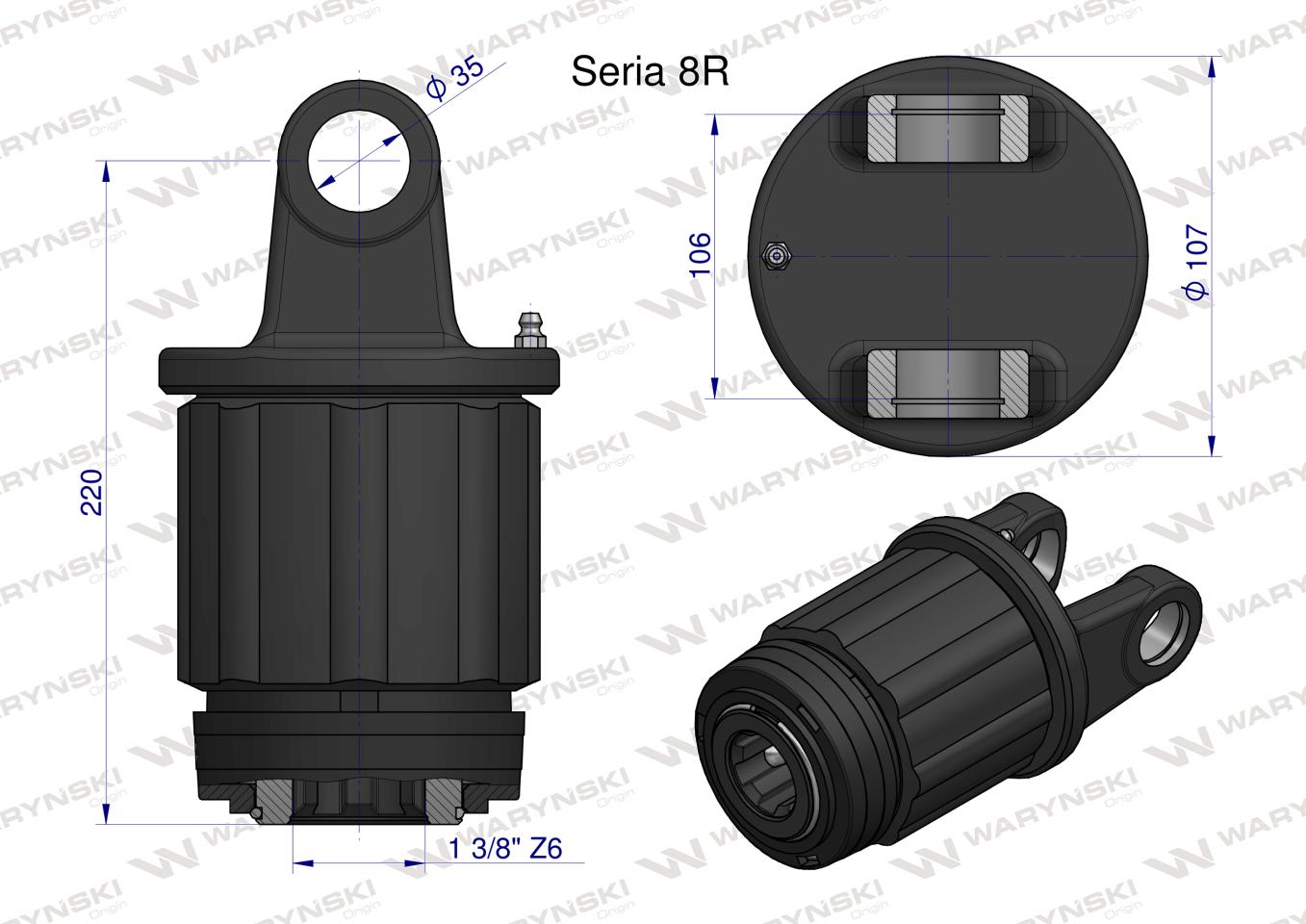 Sprzęgło zapadkowe wału Seria 8R 1200 Nm - 1 3/8 Z6 WARYŃSKI