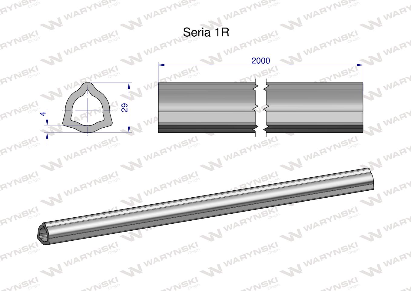 Rura trójkątna wewnętrzna Seria 1R do wału przegubowo-teleskopowego 29x4mm 2m WARYŃSKI (sprzedawane po 2)