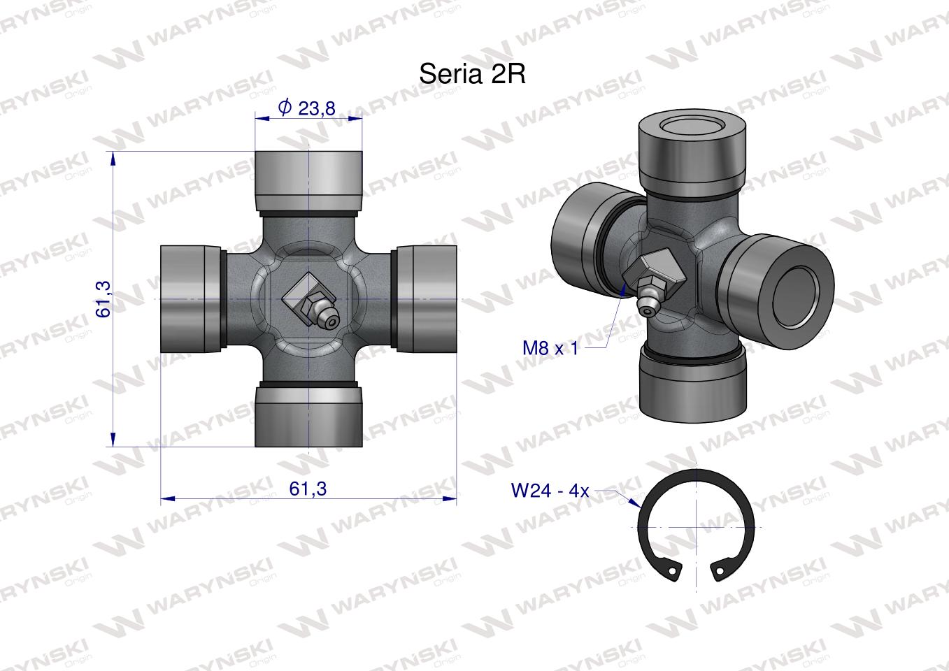 Krzyżak wału 23.80x61.3 Seria 2R Waryński W219201