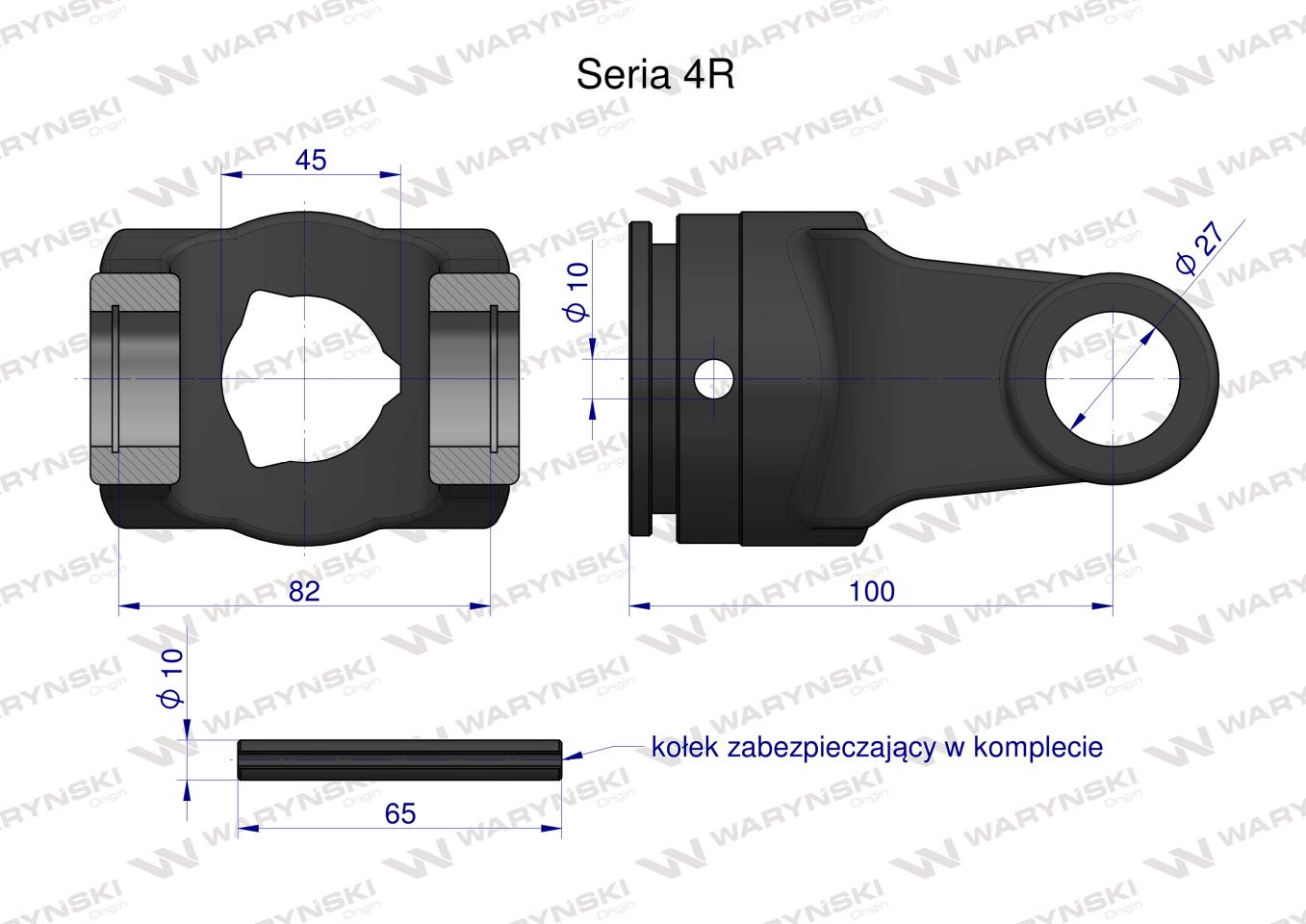 Widłak rury wewnętrznej 45x3.8 krzyżak 27x82 Seria 4R Waryński